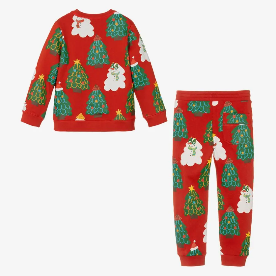 Stella McCartney Kids Red Cotton Festive Print Tracksuit Hot
