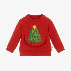 Stella McCartney Kids Red Cotton Snowman Sweatshirt Clearance