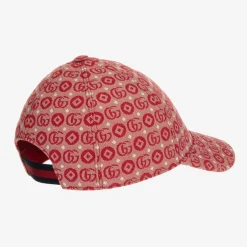 Gucci Red Double G Geometric Cotton Jacquard Cap Outlet