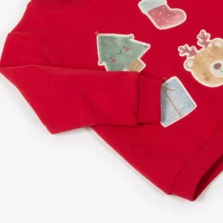 NAME IT Red Festive Cotton Baby Sweatshirt Outlet