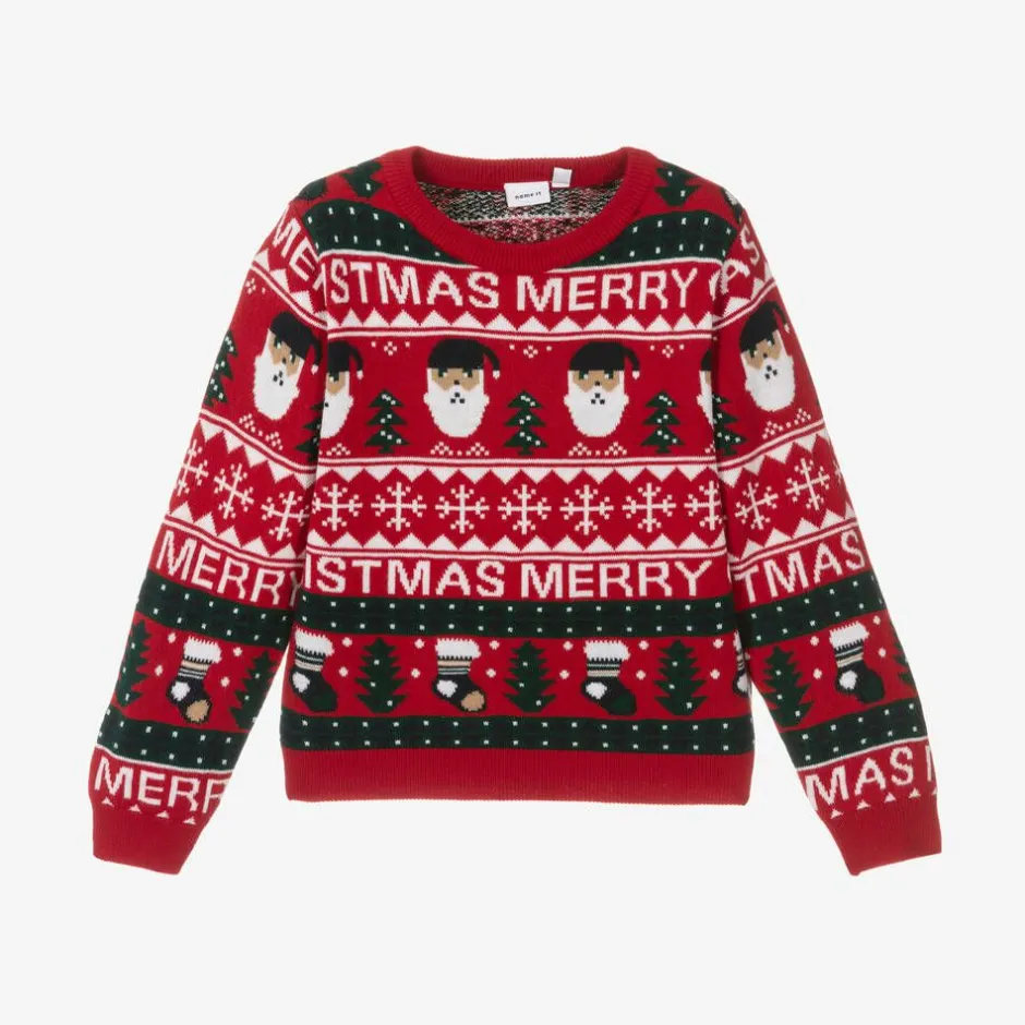 NAME IT Red Festive Knitted Sweater Discount