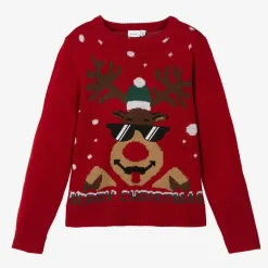 NAME IT Red Festive Reindeer Sweater Outlet