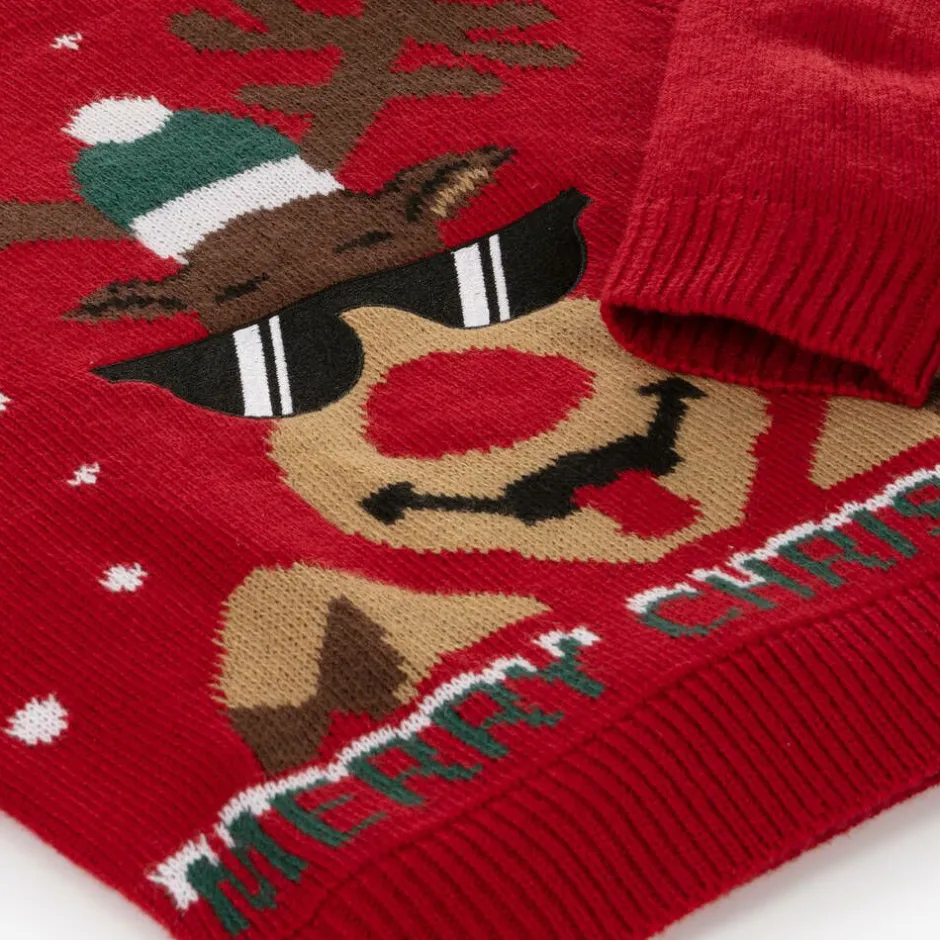 NAME IT Red Festive Reindeer Sweater Outlet