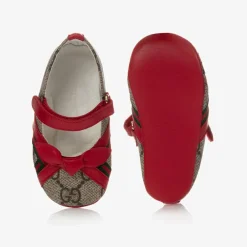 Gucci Red GG Ballerina Baby Pumps Discount