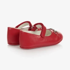 Gucci Red Leather Ballerina Shoes