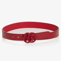 Gucci Red Leather Double G Logo Belt Best