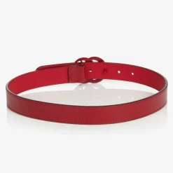 Gucci Red Leather Double G Logo Belt Best