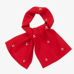 Burberry Red Mini Bear Merino Wool Scarf (132cm) Sale
