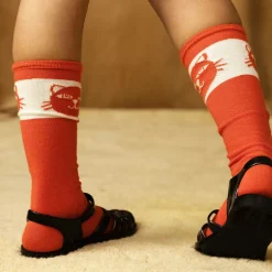Mini Rodini Red Organic Cotton Cats Socks Discount