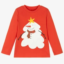 Stella McCartney Kids Red Organic Cotton Snowman Top Clearance