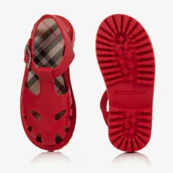 Burberry Red Rubber Sandals New