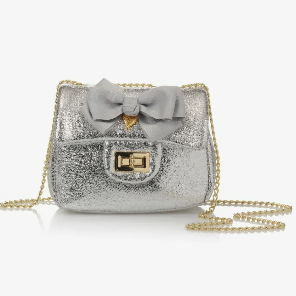 Angels Face Bow Handbag (17cm) Silver Sale