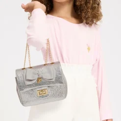 Angels Face Bow Handbag (17cm) Silver Sale