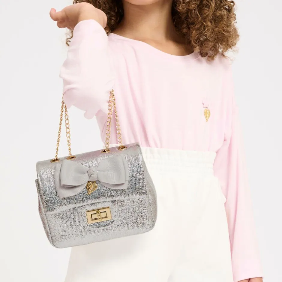 Angels Face Bow Handbag (17cm) Silver Sale