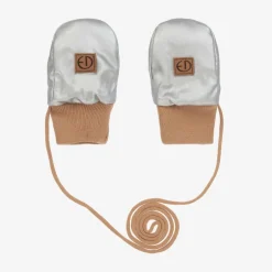 Elodie Silver Faux Leather Baby Mittens Hot