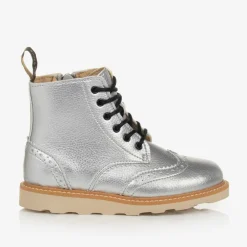 Young Soles Silver Faux Leather Brogue Boots Discount