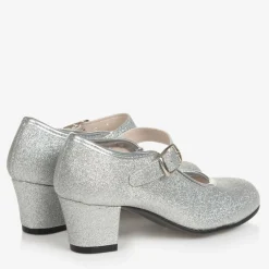 Childrens Classics Silver Glitter Heeled Shoes Clearance