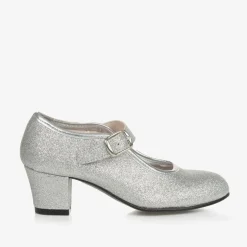 Childrens Classics Silver Glitter Heeled Shoes Clearance