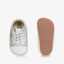 Tip Toey Joey Silver Leather First Walker Trainers Sale