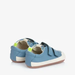 Tip Toey Joey Sky Blue Leather Velcro Trainers Hot