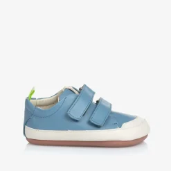 Tip Toey Joey Sky Blue Leather Velcro Trainers Hot