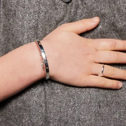 Little Star Sterling Silver & Diamond Star Bangle New