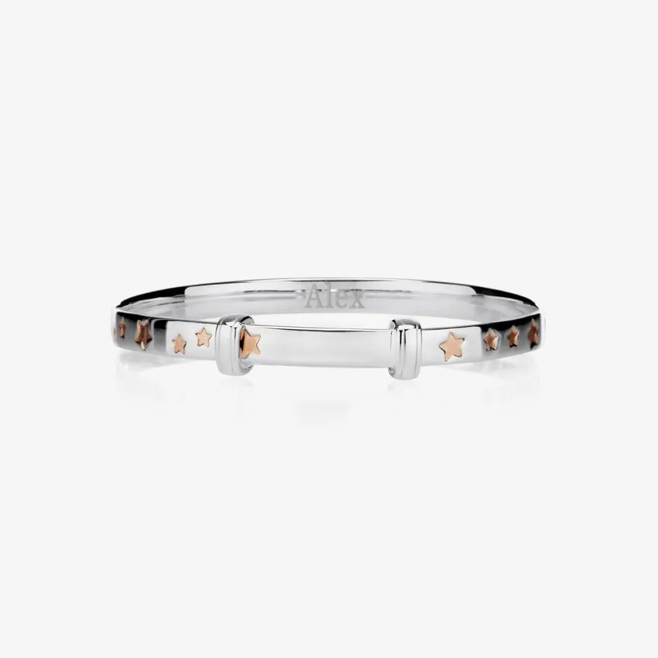 Little Star Sterling Silver & Rose Gold Star Bangle Online