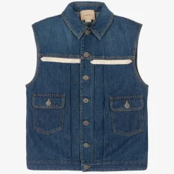 Gucci Teen Blue Embroidered Denim Gilet Best
