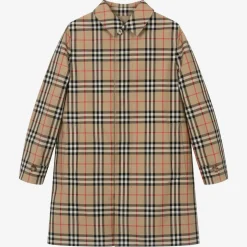 Burberry Teen Boys Beige Check Reversible Car Coat