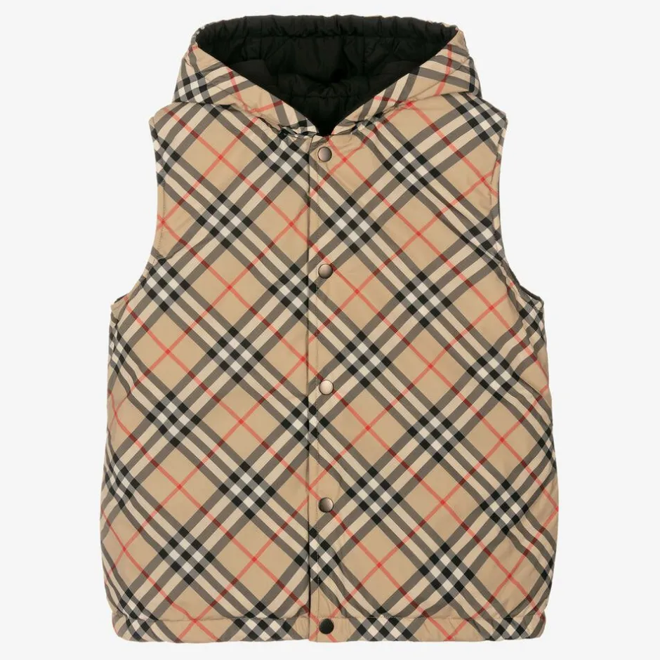 Burberry Teen Boys Beige Vintage Check Reversible Gilet ArchiveBeige Online