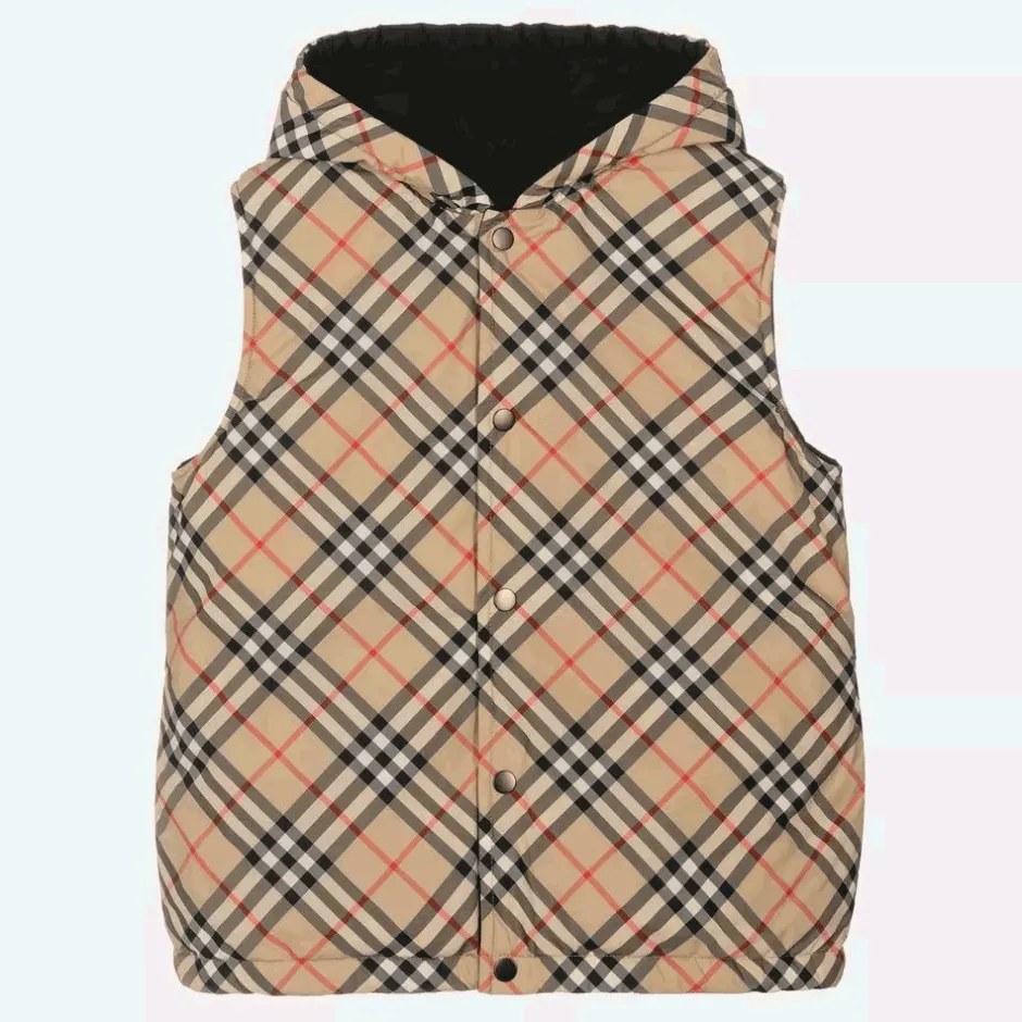 Burberry Teen Boys Beige Vintage Check Reversible Gilet ArchiveBeige Online