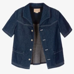 Gucci Teen Boys Blue Denim Logo Jacket Best