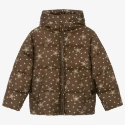 Gucci Teen Boys Brown GG Down Puffer Jacket Clearance