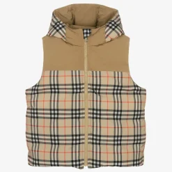 Burberry Teen Boys Check Reversible Down Gilet Outlet