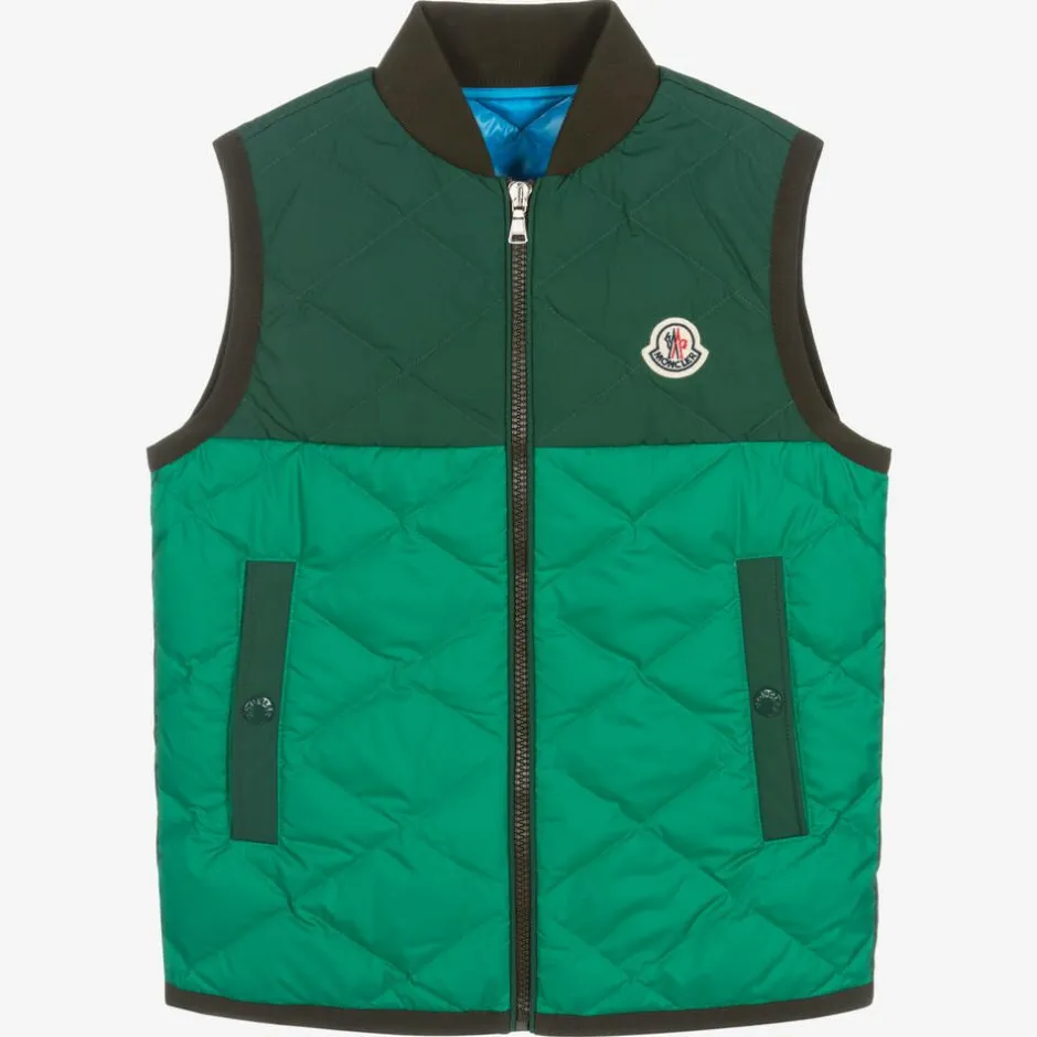 Moncler Enfant Teen Boys Green Bokai Down Padded Gilet Hot