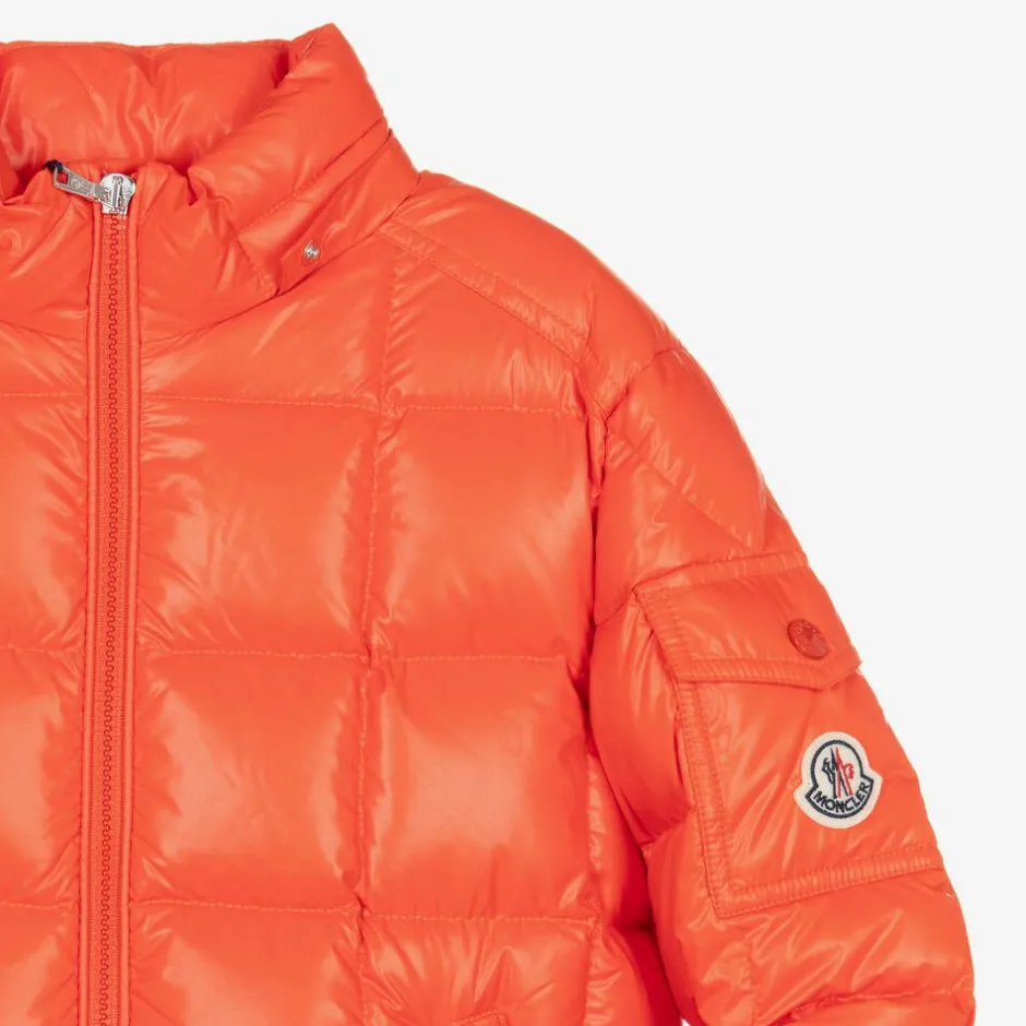 Moncler Enfant Teen Boys Orange Jeff Down Puffer Jacket Clearance