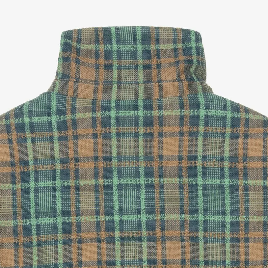 Gucci Teen Girls Blue & Brown Wool Check Coat Outlet