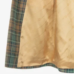 Gucci Teen Girls Blue & Brown Wool Check Coat Outlet