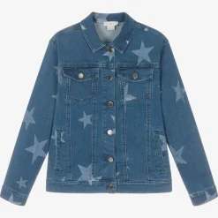 Stella McCartney Kids Teen Girls Blue Star Print Denim Jacket Online