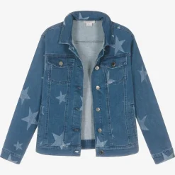 Stella McCartney Kids Teen Girls Blue Star Print Denim Jacket Online