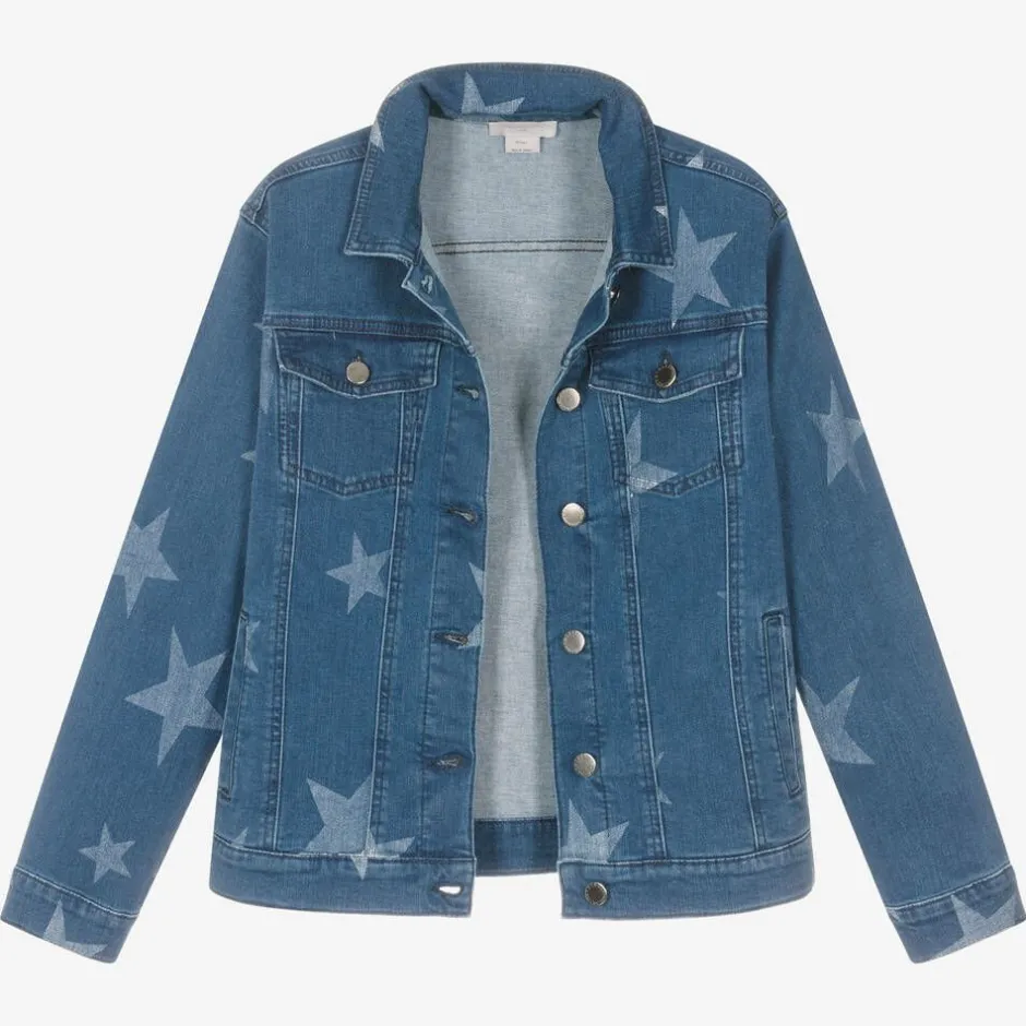 Stella McCartney Kids Teen Girls Blue Star Print Denim Jacket Online