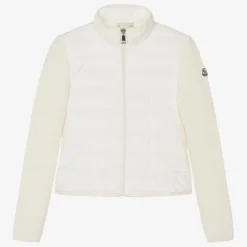 Moncler Enfant Teen Girls Ivory Knit & Down-Fill Jacket Hot