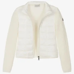 Moncler Enfant Teen Girls Ivory Knit & Down-Fill Jacket Hot