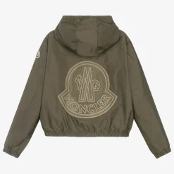 Moncler Enfant Teen Girls Khaki Green Prague Jacket Discount