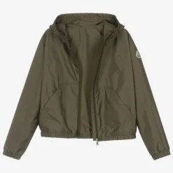 Moncler Enfant Teen Girls Khaki Green Prague Jacket Discount