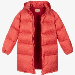 Gucci Teen Girls Pink Hooded Puffer Coat New