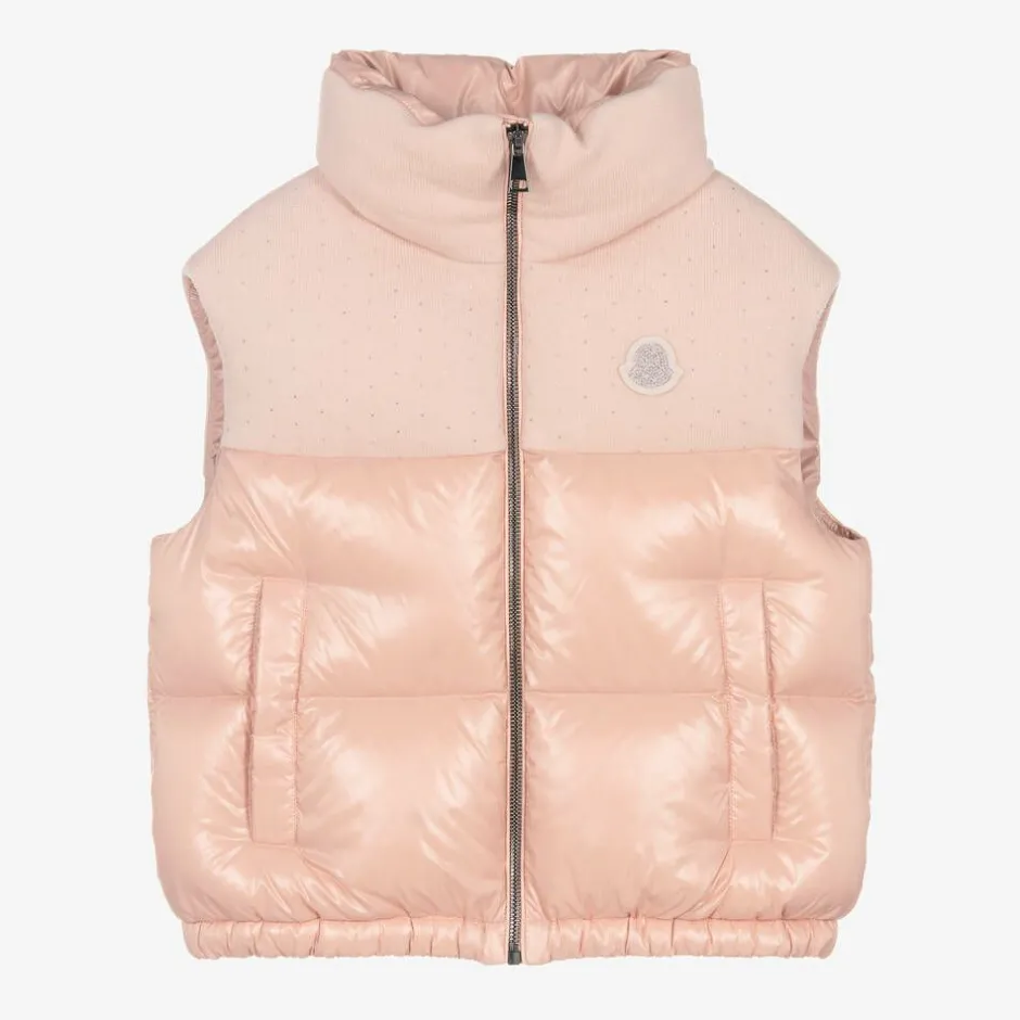 Moncler Enfant Teen Girls Pink Suzan Down Gilet New