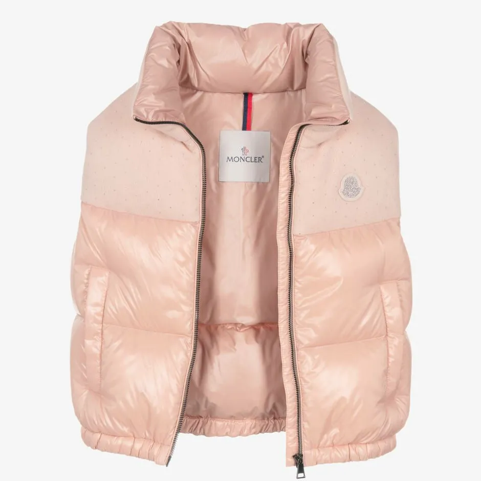 Moncler Enfant Teen Girls Pink Suzan Down Gilet New