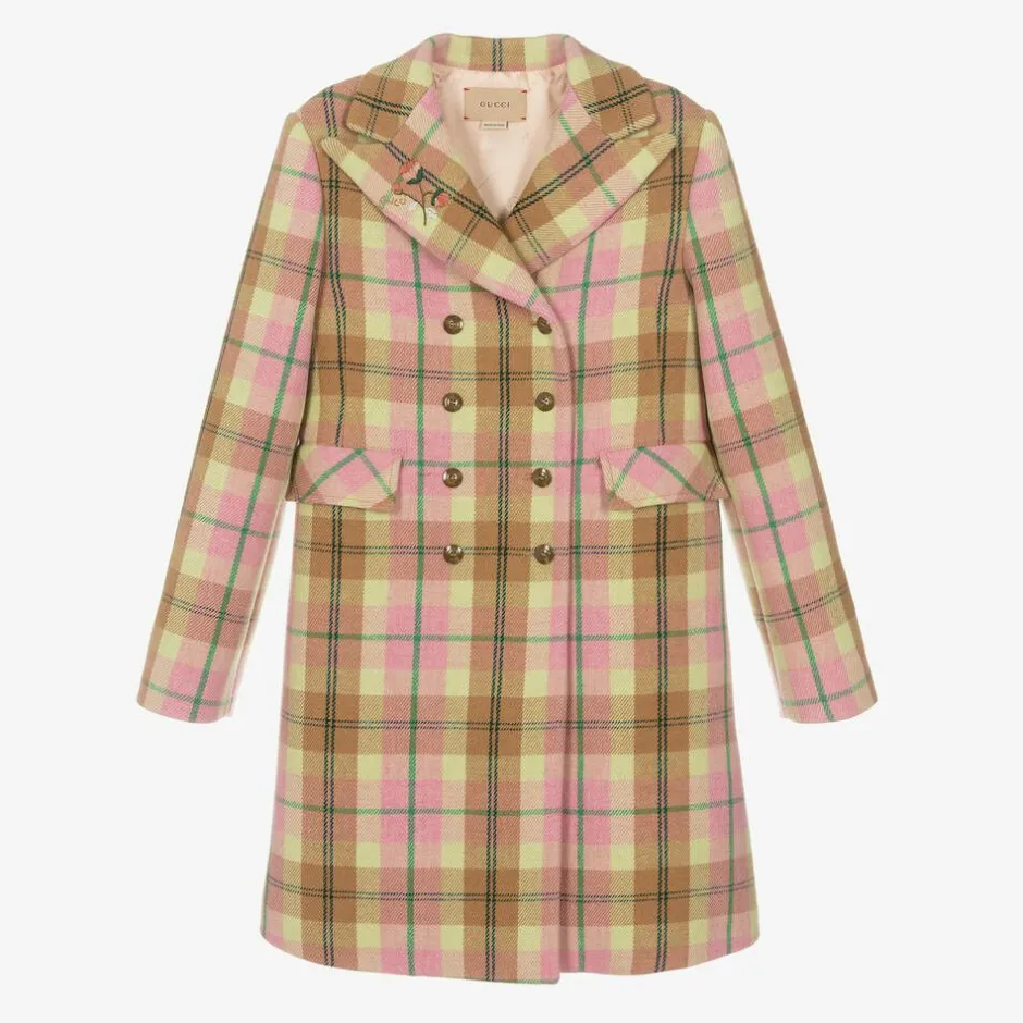 Gucci Teen Girls Pink Wool Coat Sale