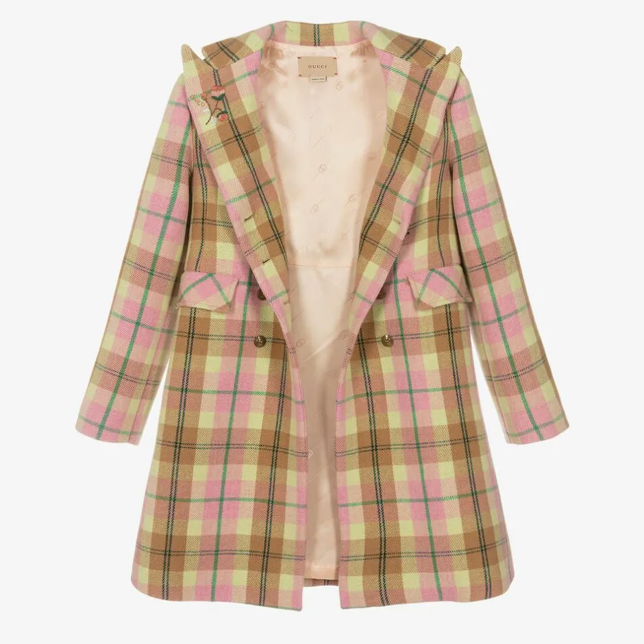 Gucci Teen Girls Pink Wool Coat Sale